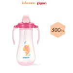 Pigeon (1080)-Bình Uống Nước Ống Hút Có Tay Cầm Pigeon- Màu Hồng 300ml